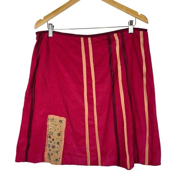 NWT Anthropologie Fei Velvet Embroidered Beaded Silk Blend Skirt Women’s Size 14 - Picture 2 of 13